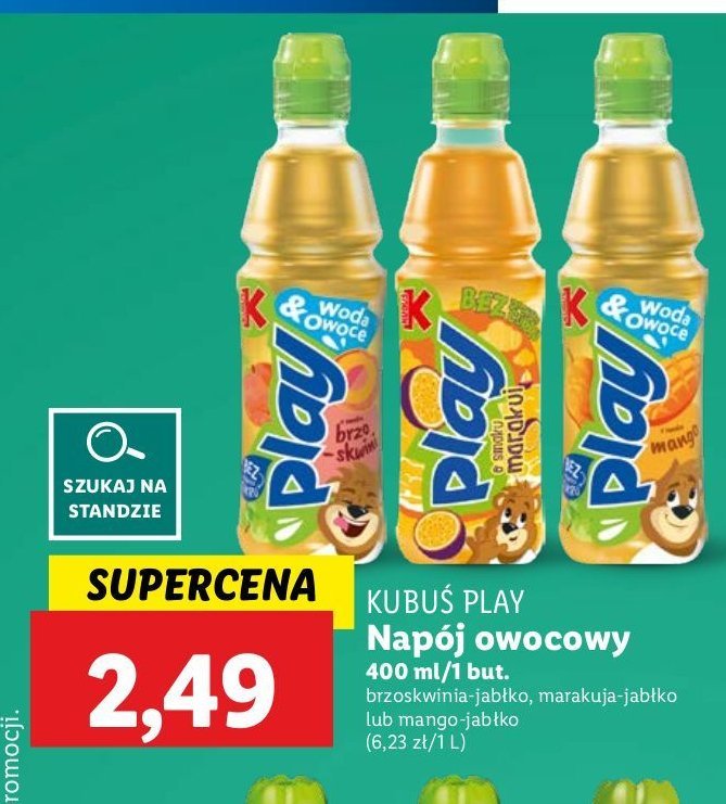 Napój marakuja-banan-jabłko Kubuś play! promocja