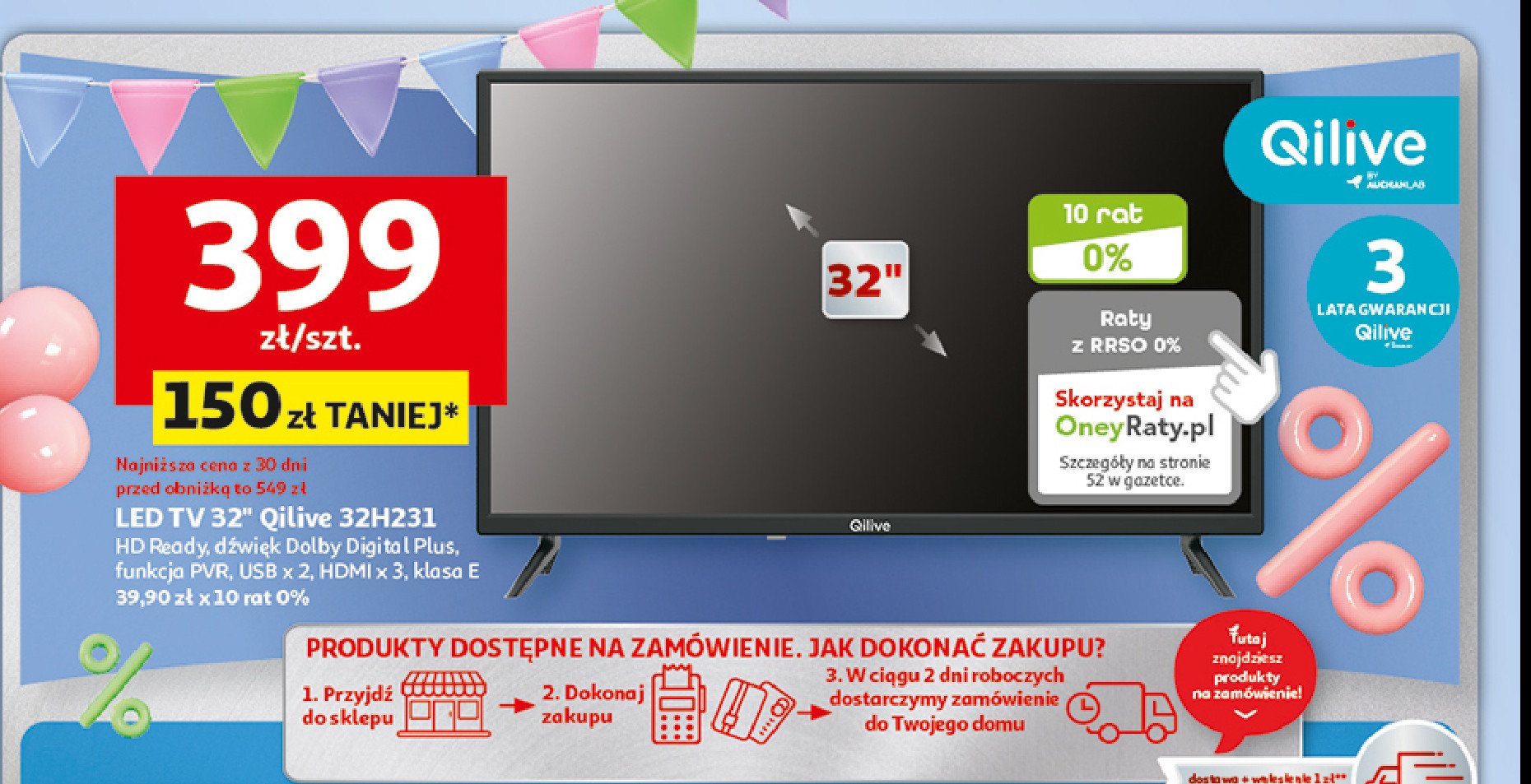 Telewizor 32'' 32h231 Qilive promocja w Auchan