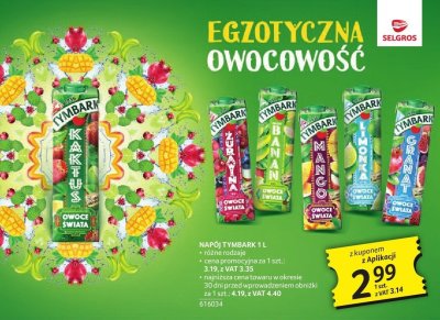 Napój Tymbark 1 l różne rodzaje promocja w Selgros