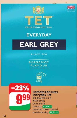 Herbata Earl Grey Everyday Tet promocja w Dino