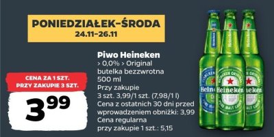 Piwo Heineken 0.0% - Original promocja w Netto