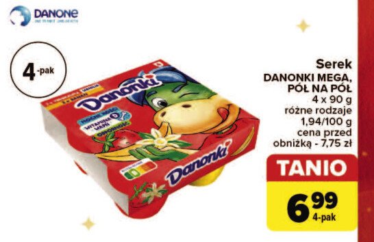 Serek truskawka-wanilia Danone danonki promocja w Carrefour Market