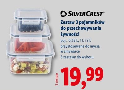 Zestaw 3 pojemników do przechowywania żywności SilverCrest promocja w Lidl