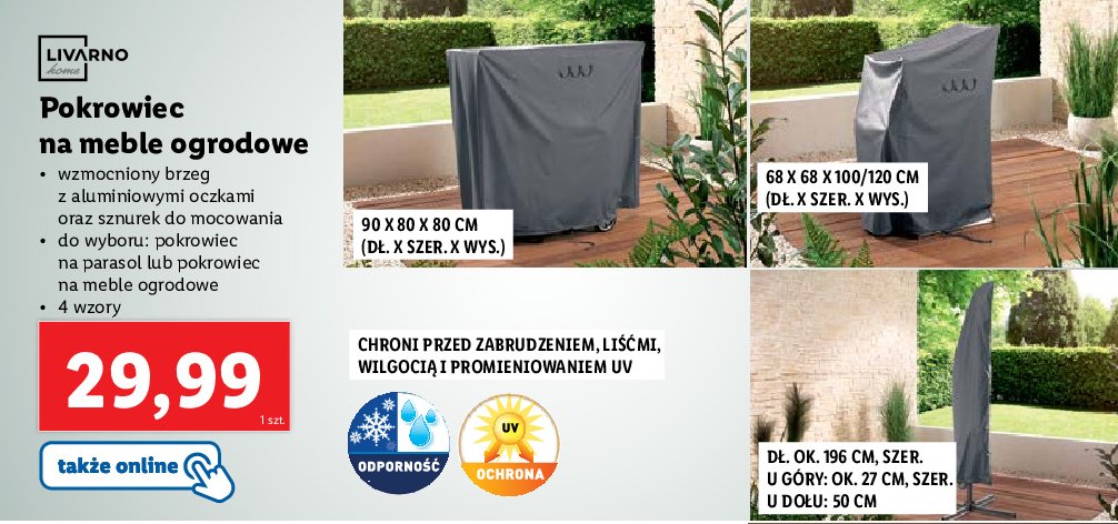 Pokrowiec na meble ogrodowe 80 x 80 x 80 cm promocja