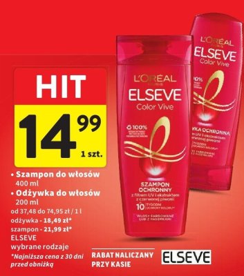 Odżywka do włosów ELSEVE wybrane rodzaje promocja w Intermarche