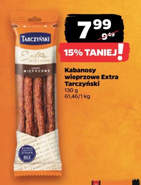 Kabanosy wieprzowe Tarczyński kabanos extra promocja w Netto