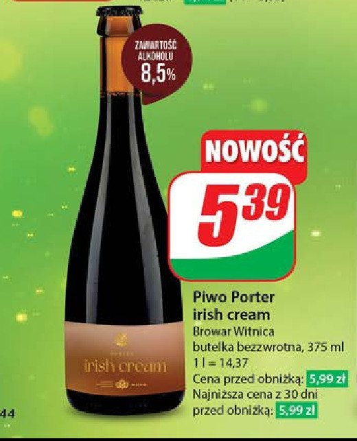 Piwo irish cream Witnica porter promocja w Dino