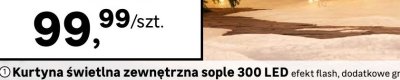 Kurtyna świetlna zewnętrzna sople 300 LED efekt flash, dodatkowe gniazdo, kolory: ciepły biały i zimny biały promocja w Leroy Merlin