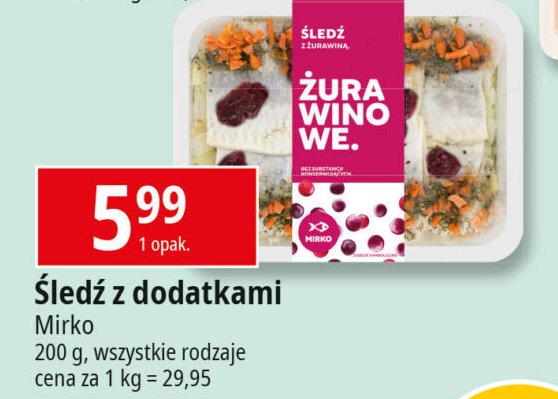 Śledź z żurawiną Mirko promocja w Leclerc