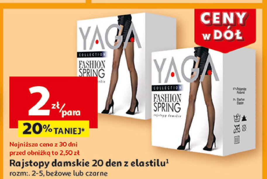 Rajstopy yaga fashion spring 20 den 2-5 beżowe promocja w Auchan