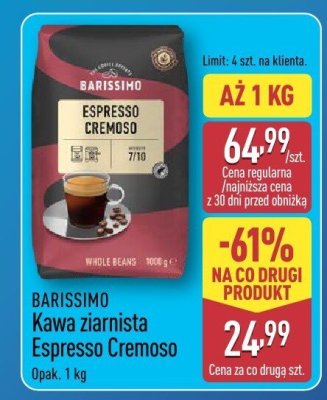 Kawa ziarnista Espresso Cremoso BARISSIMO promocja w Aldi