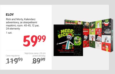 Kalendarz adwentowy Rick and Morty ze skarpetkami męskimi promocja w Rossmann