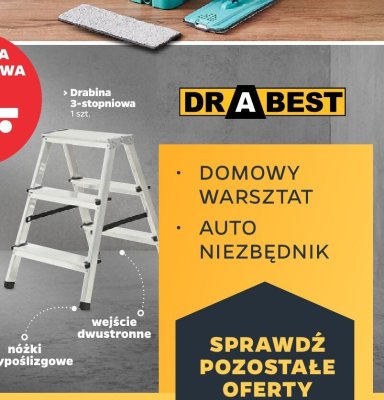 Drabina aluminiowa 3-stopniowa DR/A BEST promocja w Netto