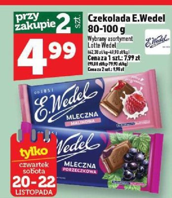 Czekolada E.Wedel mleczna różne rodzaje 80-100 g promocja w TOPAZ
