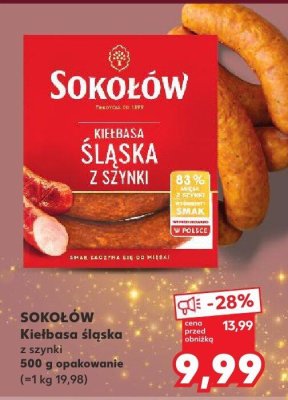 Kiełbasa śląska z szynki SOKOŁÓW promocja w Kaufland