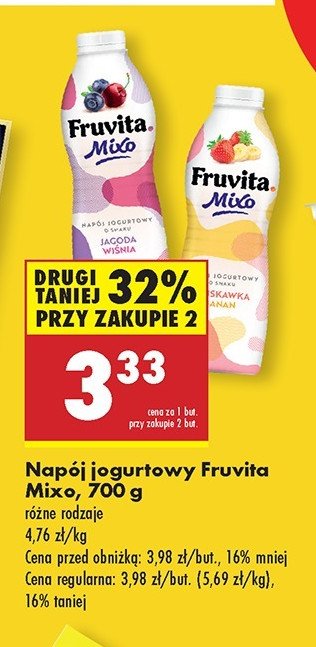 Napój jogurtowy truskawka banan Fruvita mixo promocja