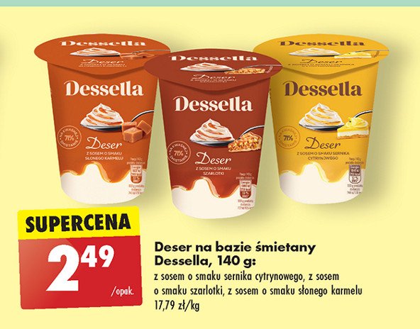 Deser na bazie 艣mietany z sosem o smaku s艂onego karmelu Dessella promocja