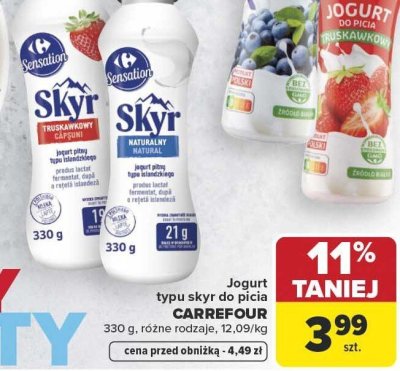 Jogurt typu skyr do picia CARREFOUR promocja w Carrefour Market
