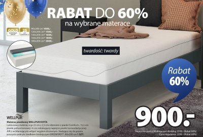 Materac piankowy WELLPUR KVITA promocja w Jysk