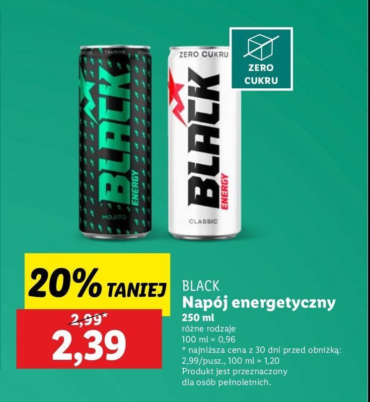 Napój energetyczny mojito Black energy promocja w Auchan