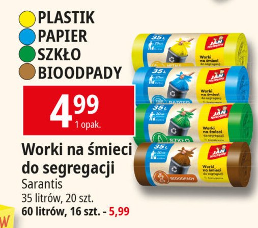 Worki do segregacji śmieci 35 l żółte Jan niezbędny promocja