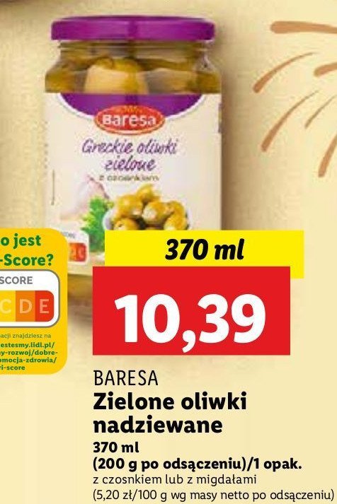 Oliwki zielone z migdałami Baresa promocja