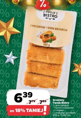 Krokiety Twoje Bistro z pieczarkami i serem mozzarella, z mięsem, z kapustą i grzybami promocja w Netto