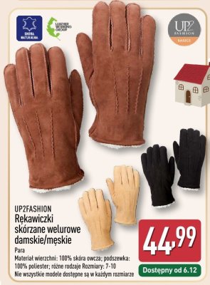 Rękawiczki  skórzane welurowe damskie/męskie promocja w Aldi