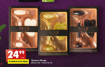 Zestaw w pudełku: roller jadeitowy + kamień gua sha Niuqi zestaw promocja