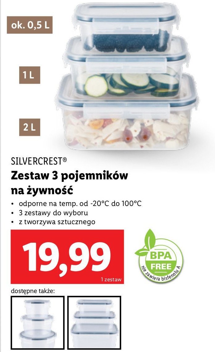 Zestaw pojemników na żywnośc Silvercrest promocja w Lidl