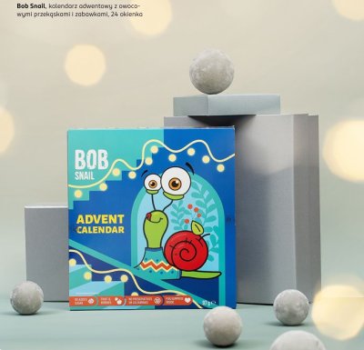 Kalendarz adwentowy z owocowymi przekąskami i zabawkami promocja w Rossmann
