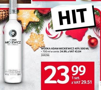 Wódka Adam Mickiewicz 40% 500 ml promocja w Selgros