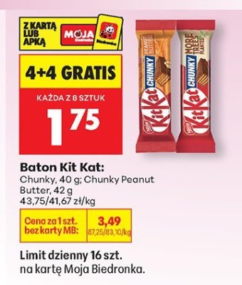 Baton Kit Kat: Chunky Peanut Butter, 40-42g promocja w Biedronka