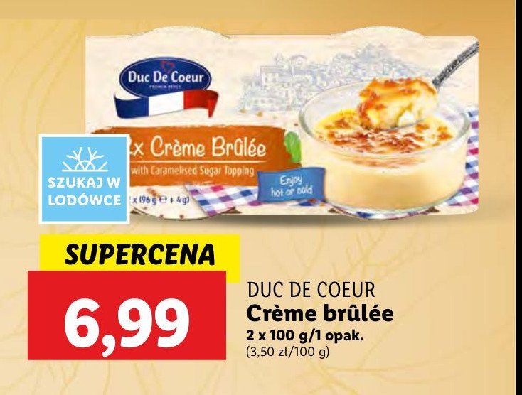 Deser mleczny ze śmietaną creme brulee Duc de coeur promocja