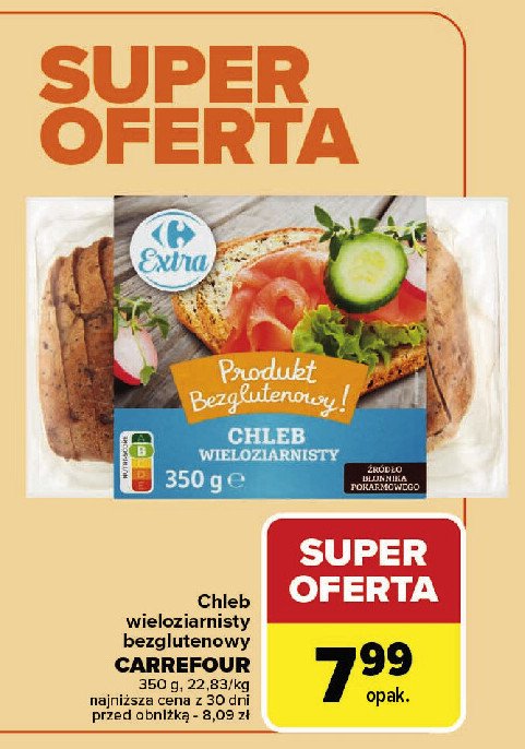 Chleb bezglutenowy wieloziarnisty Carrefour extra promocja w Carrefour