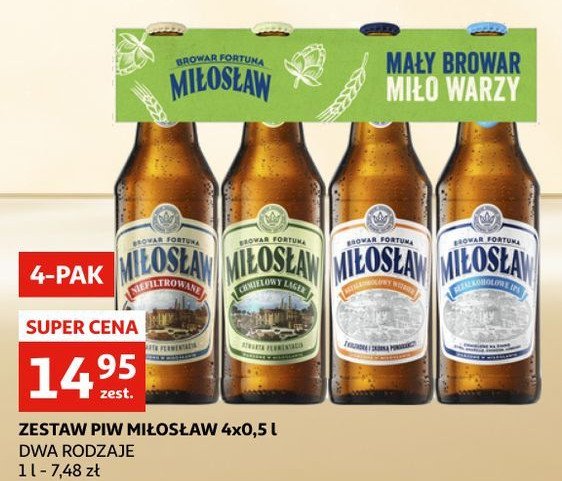 Zestaw piw: niefiltrowane + chmielowy lager + witbier + bezalkoholowe ipa promocja