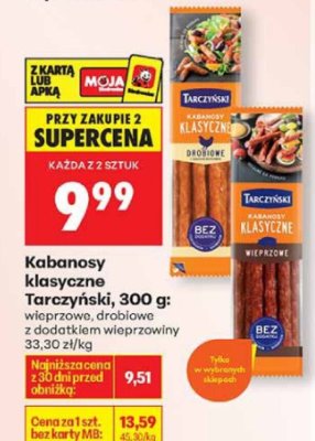 Kabanosy klasyczne drobiowe z dodatkiem wieprzowiny, 300 g promocja w Biedronka