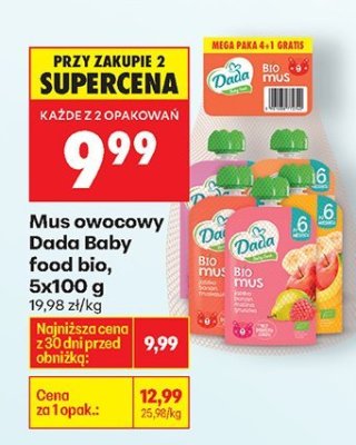 Mus owocowy Dada Baby food bio, 5x100 g promocja w Biedronka