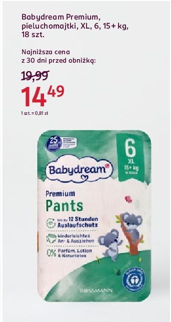 Pieluchomajtki xl Babydream promocja