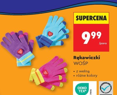 Rękawiczki WOŚP, różne kolory promocja w Biedronka