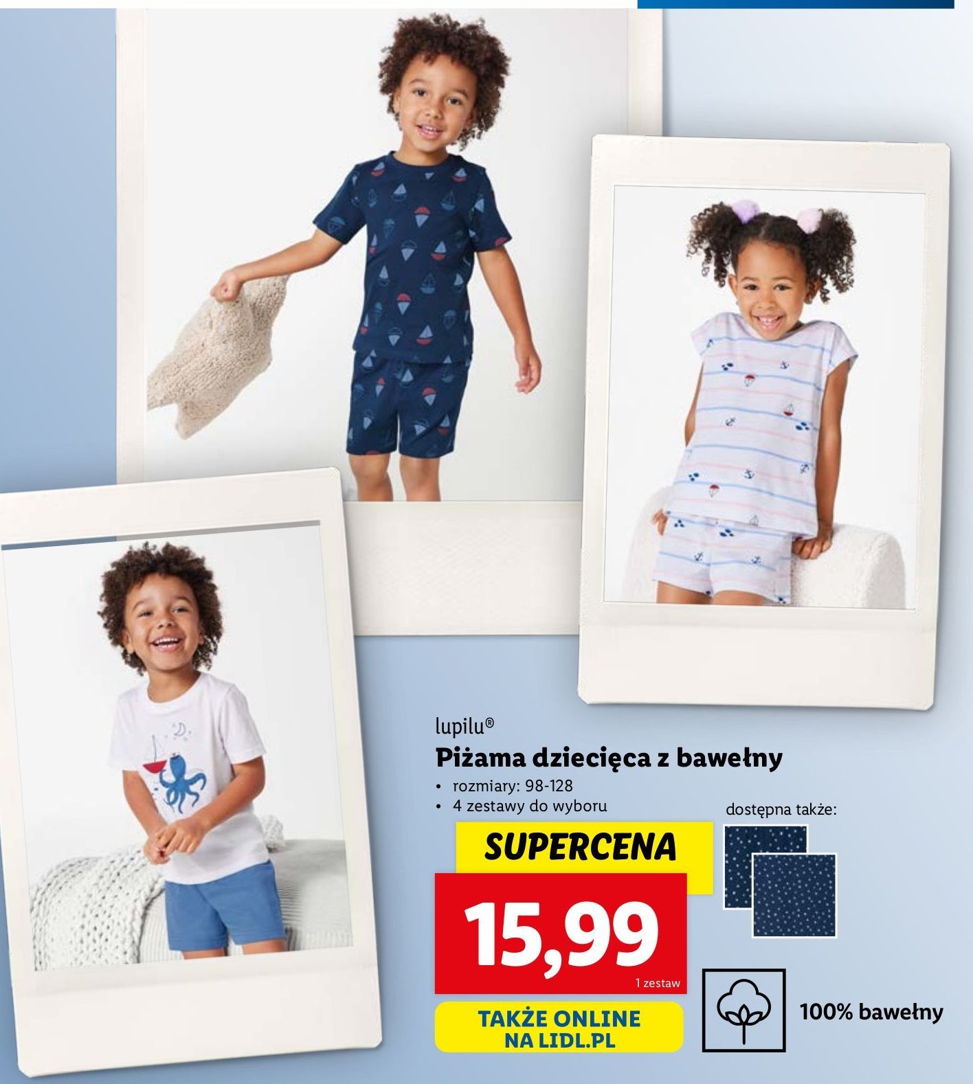 Piżama dziecięca 98-128 Lupilu promocja w Lidl