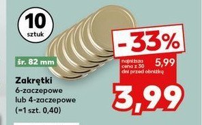 Zakrętki do słoików 82 mm 4 zaczepowe promocja w Kaufland