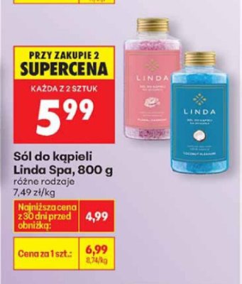 Sól do kąpieli Linda Spa, 800 g promocja w Biedronka
