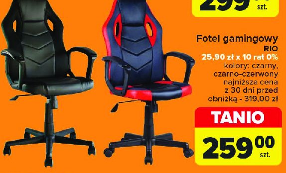 Fotel gamingowy rio czarny promocja