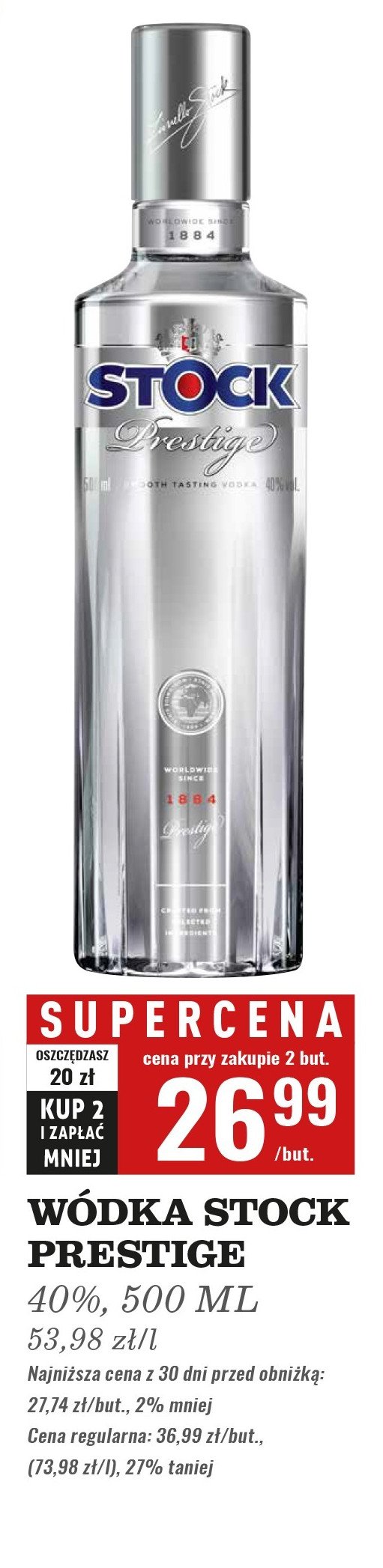 Wódka Stock prestige promocja w Biedronka