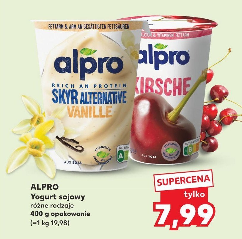 Jogurt sojowy truskawka wiśnia daktyle Alpro promocja