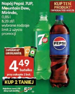 Napój Pepsi 7UP, Mountain Dew, Mirinda promocja w Delikatesy Centrum
