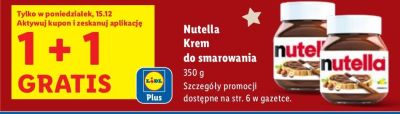 Krem do smarowania Nutella 1+1 gratis promocja w Lidl