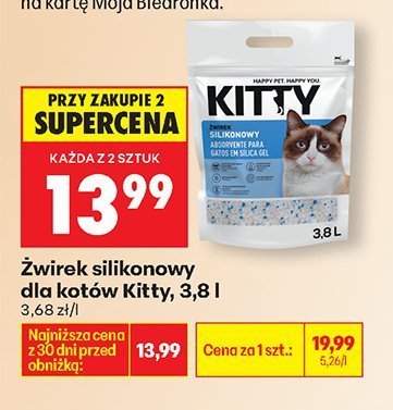 Żwirek silikonowy dla kotów Kitty 3,8 l promocja w Biedronka