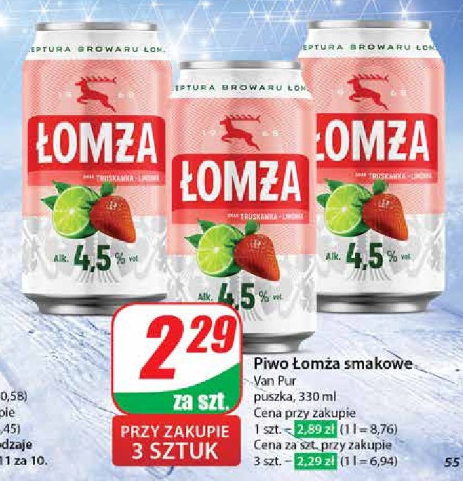 Piwo Łomża truskawka z limonką promocja w Dino